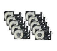 vhbw 10x Rubans compatible avec Casio KL-750E, KL-8100, KL-7400, KL-820, KL-780, KL-7200 imprimante d'étiquettes 8m x 12mm Noir sur Blanc