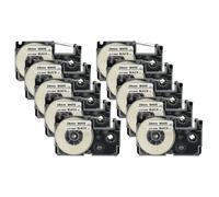 vhbw 10x Rubans compatible avec Casio KL-C500 imprimante d'étiquettes 8m x 24mm Noir sur Blanc