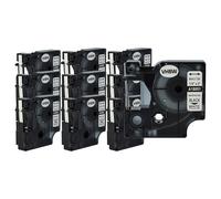 vhbw 10x Rubans compatible avec Dymo Rhino 6000, 5200, 4200 imprimante d'étiquettes Noir sur Blanc, cassette de gaine thermorétractable, 6 mm