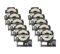 vhbw 10x Rubans compatible avec Epson LabelWorks LW-1000P, LW-600P, LW-500, LW-400, LW-300 imprimante d'étiquettes 8m x 24mm Noir sur Blanc