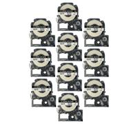 vhbw 10x Rubans compatible avec KingJim SR-PBW1, SR-RK1, SR6700D, SR750, SR950 imprimante d'étiquettes 8m x 12mm Noir sur Blanc