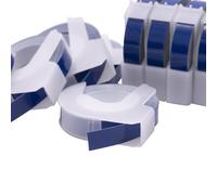 vhbw 10x Rubans de marquage 3D remplacement pour Dymo S0898140, 520106, 0898140 pour imprimante d'étiquettes 9mm Blanc sur Bleu