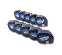 vhbw 10x Rubans plastique compatible avec Dymo imprimante d'étiquettes 12mm Noir sur Blanc