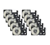 vhbw 10x Rubans remplacement pour Casio XR-9WE, XR-9WE1 pour imprimante d'étiquettes 8m x 9mm Noir sur Blanc