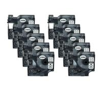 vhbw 10x Rubans remplacement pour Dymo S0720680, 40913, D1 pour imprimante d'étiquettes 7m x 9mm Noir sur Blanc
