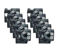 vhbw 10x Rubans remplacement pour Dymo S0720680, 40913, D1 pour imprimante d'étiquettes 7m x 9mm Noir sur Blanc