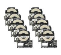 vhbw 10x Rubans remplacement pour Epson LC-6WBN pour imprimante d'étiquettes 8m x 24mm Noir sur Blanc