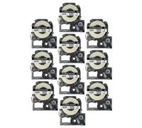 vhbw 10x Rubans remplacement pour Epson SS12KW, LC-4WBN pour imprimante d'étiquettes 8m x 12mm Noir sur Blanc