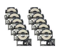 vhbw 10x Rubans remplacement pour Epson SS18KW, LC-5WBN pour imprimante d'étiquettes 8m x 18mm Noir sur Blanc
