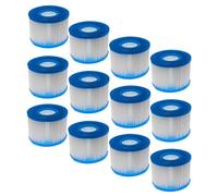 vhbw 12x Cartouche filtrante type S1 compatible avec Intex PureSpa 28423E, 28443E, 28453E spa, bain à remous - Filtre de rechange, blanc / bleu