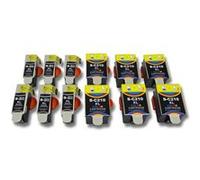 vhbw 12x cartouches d´encre en lot pour imprimante avec puce pour Samsung CJX-1000, CJX-1050, CJX-1050W comme INK-C210, INK-M210, INK-M215. G