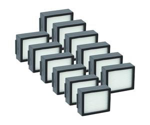 vhbw 12x filtre compatible avec iRobot Roomba i7 Plus, i7, i7+, E6, E5, E7 aspirateur - filtre HEPA blanc / gris