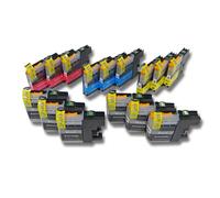vhbw 15x Cartouches d'encre ? puce pour Brother DCP-J 4110 W, 552 DW, 752 DW. Remplace: LC121, LC121BK, LC121C, LC121M, LC121Y.