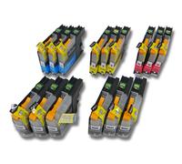 vhbw 15x cartouches d'imprimante avec chip compatible avec Brother DCP-J752DW, MFC-J245, MFC-J4310DW - kit 3x cyan, 3x magenta, 6x noir, 3x jaunir