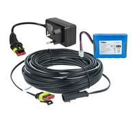 vhbw 1x Alimentation, 1x Batterie 3000 mAh, 1x Câble Basse Tension 20 m Compatible avec Flymo 1200R Tondeuse à Gazon