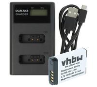 vhbw 1x batterie, 1x chargeur double compatible avec Canon PowerShot G7 X Mark II, G7 X Mark III, G5X Mark II, G7x Mark II, G7 X