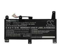 vhbw 1x Batterie compatible avec Asus ROG Strix SCAR II GL704GW-EV022T, GL704GW-PS71 ordinateur portable (4300mAh, 15,4V, Li-polymère)