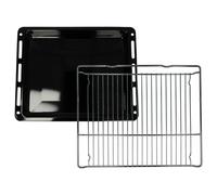 vhbw 1x plaque de four, 1x grille (kit de 2 pièces) compatible avec Bosch HBG633BS1A/35, HBG633BW1J/35, HBG634BS1/35 four - 45,5 x 37,5 x 4 cm