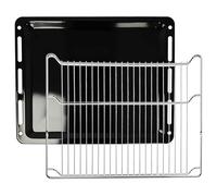 vhbw 1x plaque de four, 1x grille (kit de 2 pièces) compatible avec Neff B55CR22N0/08, B47FS22N0/01, B55CR22N0/01 four - 45,5 x 36,1/37,5 x 3 cm