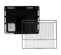 vhbw 1x plaque de four, 1x grille (kit de 2 pièces) compatible avec Neff B55CR22N0/49, B55CR22N0/24, B55CR22N0/30 four - 45,5 x 36,1 / 37,5 x 3 cm