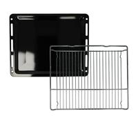 vhbw 1x plaque de four, 1x grille (kit de 2 pièces) compatible avec Siemens HS658GXS6/05, HS658GXS6/23 four - 45,5 x 36,1 / 37,5 x 3 cm