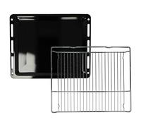 vhbw 1x plaque de four, 1x grille (kit de 2 pièces) remplacement pour Bosch 11029050, 00577170, 1101433 pour four - 45,5 x 36,1 / 37,5 x 3 cm