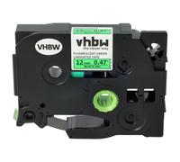 vhbw 1x Ruban compatible avec Brother PT 1280, 1250VPS, 1260, 1260VP, 1280BTS, 1280BT imprimante d'étiquettes 12mm Noir sur Vert fluo