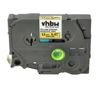 vhbw 1x Ruban compatible avec Brother PT 1900, 1880, 1890W, 1850VP, 18R, 18RKT imprimante d'étiquettes 12mm Noir sur Jaune, extraforte