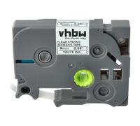 vhbw 1x Ruban compatible avec Brother PT D200BW, D200 imprimante d'étiquettes 8m x 9mm Blanc sur Transparent, extraforte, laminée