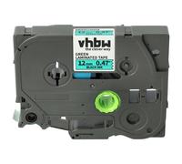 vhbw 1x Ruban compatible avec Brother PT D200SN, D201, D201CS, D200KT, D200MA, D200SA, D200VP imprimante d'étiquettes 12mm Noir sur Vert