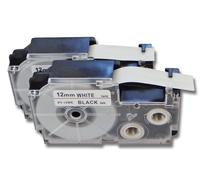 vhbw 2 x Cassettes à ruban 12mm pour Casio KL-60, KL-7000, KL-70E, KL-7400, KL-750E, KL-780 .Remplace: Casio XR-12WE1, XR-12WE.