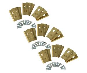 vhbw 27x Lames compatible avec Einhell Freelexo Kit 600, Kit 500 tondeuse - Lames de rechange, or, acier (revêtement en titane)