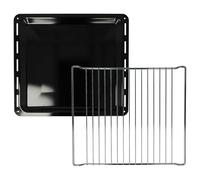 vhbw 2x 1x plaque de four, 1x grille (kit de 2 pièces) compatible avec AEG E30012, BY9004000M, E30002 four - 42,2 x 37 x 2 cm