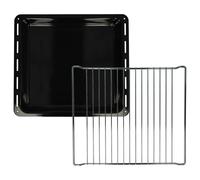vhbw 2x 1x plaque de four, 1x grille (kit de 2 pièces) compatible avec Zanker 9497123****, 9497128****, 9497129**** four - 42,2 x 37 x 5 cm