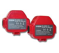vhbw 2x batterie compatible avec Makita UB121D, UC120D, UC120DA, UC120DR, UC120DRA, UC120DW, UC120DWA outil électrique (3000mAh NiMH 12V)