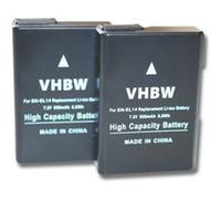 vhbw 2x Batterie compatible avec Nikon D3100, D3200, D3300, D3400 appareil photo digital reflex APRN (950mAh, 7,2V, Li-ion) avec puce d'information