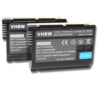 vhbw 2x Batterie compatible avec Nikon D800, D7000, D7100, D610, D7200, D750, D500, D600, D7500, D780 appareil photo (1400mAh, 7V, Li-ion), puce d'in