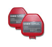vhbw 2x Batterie Ni-MH 3000mAh (12V) pour outils HR160DWA, HR160DWH, SC130DRA, SC130DWA comme Makita 1200, 1201, 1201A, 1202, 1202A.