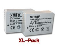 vhbw 2x Batterie remplacement pour Canon NB-10L pour appareil photo (700mAh, 7,4V, Li-ion)