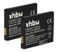 vhbw 2x Batterie remplacement pour Motorola SNN5796, SNN5796A, BD50 pour téléphone fixe sans fil (600mAh, 3,7V, Li-ion)