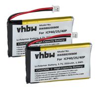 Vhbw 2x Batterie Remplacement Pour Sena Icp40/25/40p Pour Casque Audio, Écouteurs Sans Fil (350mah, 3,7v, Li-Polymère)