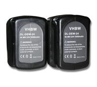 vhbw 2x Batteries compatible avec Dewalt DC222KA, DC222KB, DC223KA, DC223KB, DC224KA, DC224KB, DW004 outil électrique (3000 mAh, NiMH, 24 V)