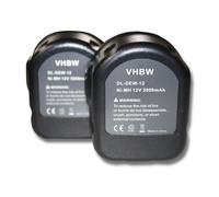 vhbw 2x Batteries compatible avec Dewalt DW970, DW971K-2, DW972, DW972B, DW972K, DW972K-2 outil électrique (3000mAh NiMH 12 V)