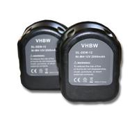 vhbw 2x Batteries compatible avec Dewalt DW972KS-2, DW972RLK2, DW974K, DW974K-2, DW974KQ, DW975B outil électrique (2000mAh NiMH 12 V)