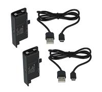 vhbw 2X Batteries Compatible avec Microsoft Xbox One S Wireless Controller (1200mAh, NiMH) Noir - INCL. Couvercle + câble de Charge USB