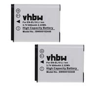 vhbw 2x Batteries compatible avec Nikon CoolPix S3100, S3200, S2750, S2900, S2800, S32, S33 appareil photo, reflex numérique (600mAh, 3,7V, Li-ion)