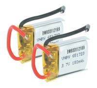 vhbw 2x Batteries pour modéle RC par ex. voiture de course avion (150mAh, 3,7V, Li-polymère, 25 x 17,5 x 7,6 mm, Walkera à 2 broches)