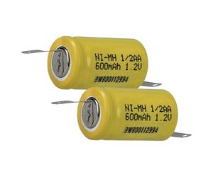 vhbw 2X Batteries Remplacement pour 1/2AA pour modéle RC (600mAh, 1,2V, NiMH, Vert, avec cosse à souder (Z))