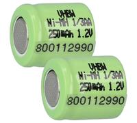 vhbw 2x Batteries remplacement pour 1/3AA pour modéle RC (250mAh, 1,2V, NiMH, vert)