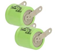 vhbw 2x Batteries remplacement pour 1/3AA pour modéle RC (250mAh, 1,2V, NiMH, vert, avec cosse à souder (U))